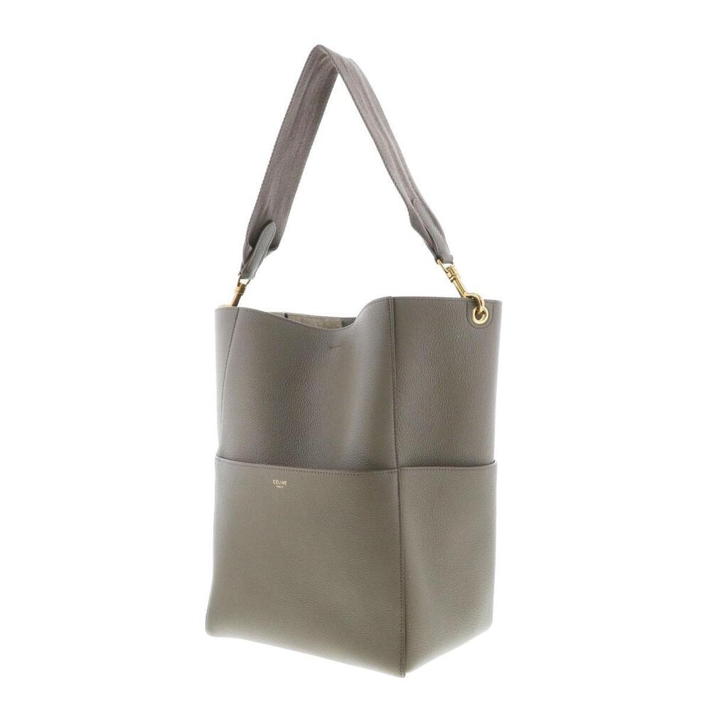 Celine Sangle AB Messenger Shoulder Beige Bucket Bag